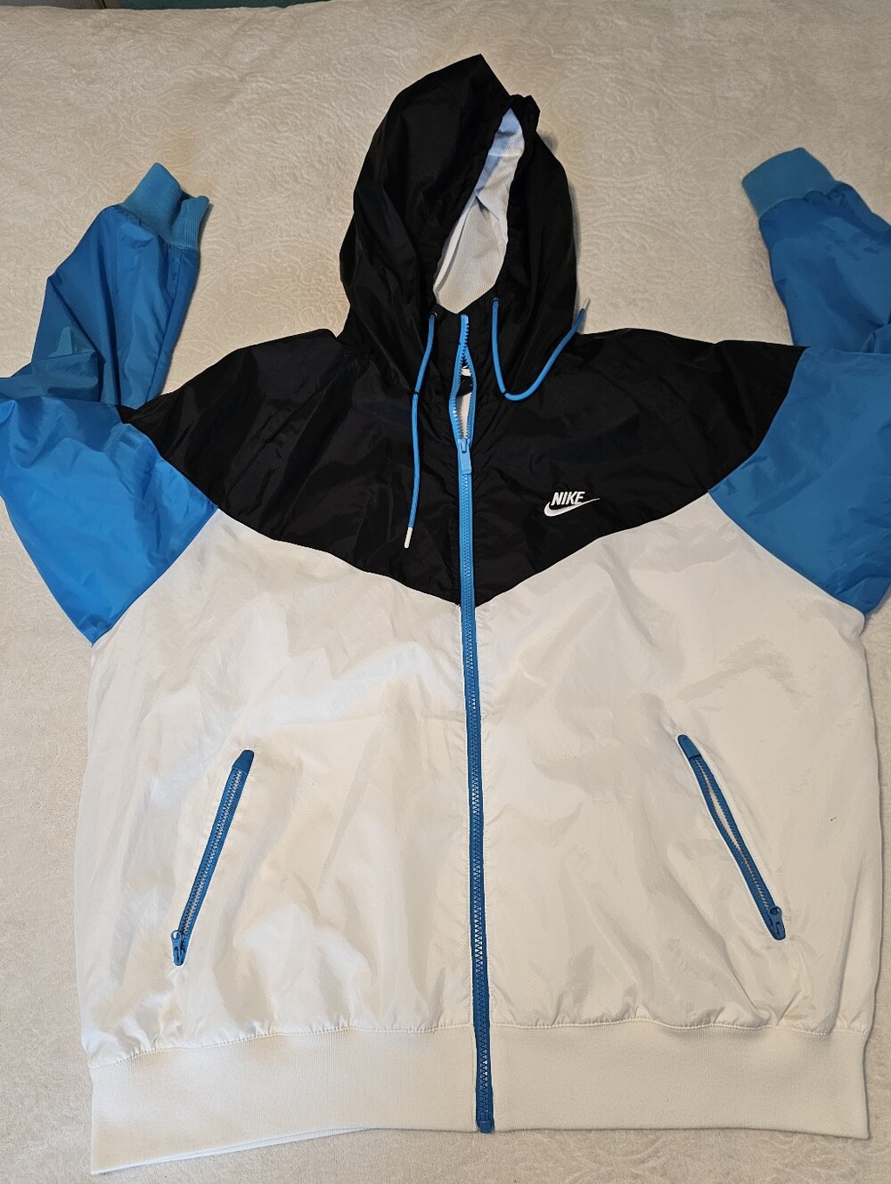 Nike Sportswear Windrunner Hooded Jacket Men's XXL Loose Fit Blk Blue Wht Mesh